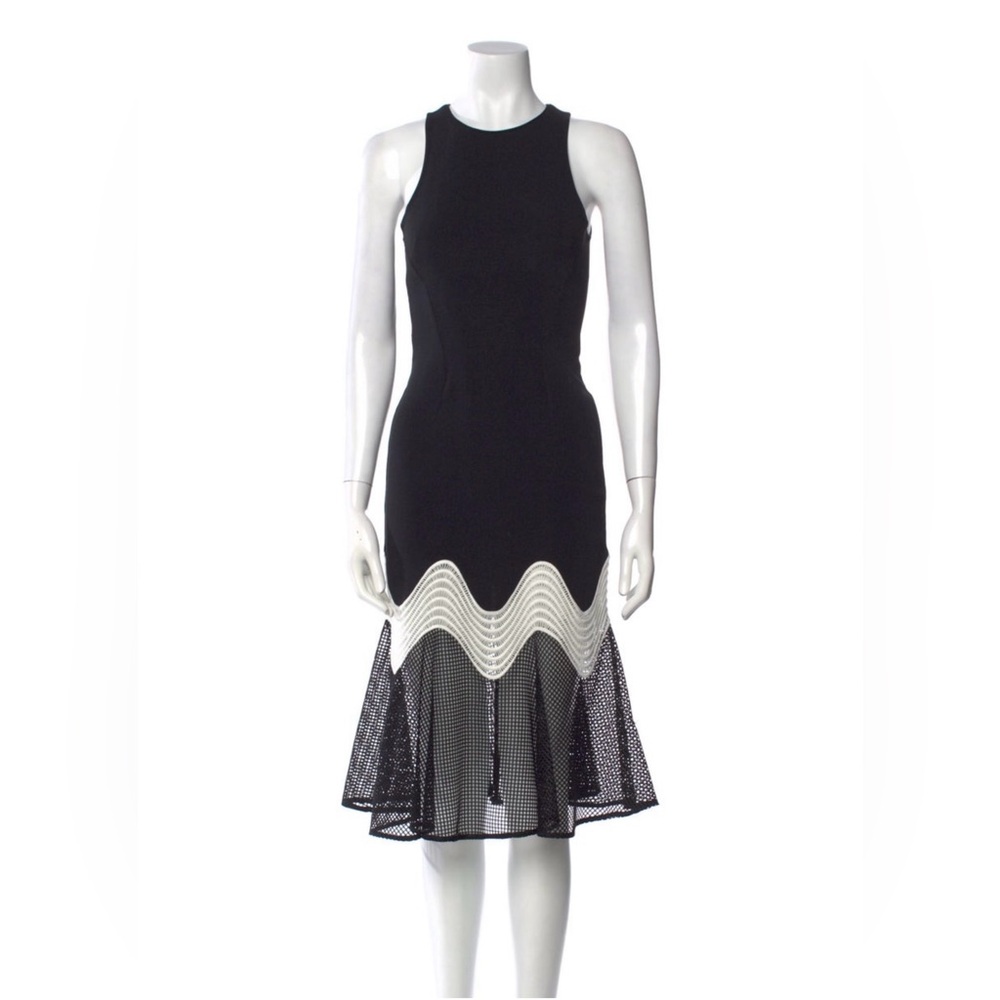 Jonathan Simkhai Black and White Midi Dress w Crochet Detail size 0